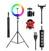 Продам кольцевую лампу ЦВЕТНАЯ 26 см со штативов 2 м. + Bluetooth пульт в подарок, RGB LED MJ26